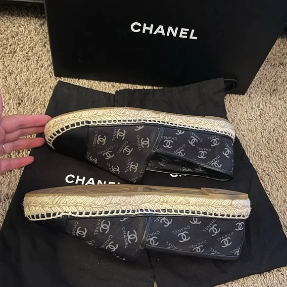 Chanel Cap Toe Espadrilles Printed Mesh Fabric 40 - Picture 7 of 11